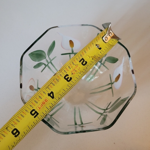 Orrefors Sweden Eva Englund Hand-Painted Crystal Bowl Peace Lilies 3 Piece Set - Picture 8 of 12